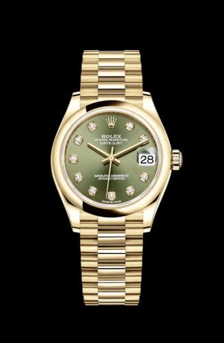 Rolex Datejust 31 Yellow Gold / Domed / Olive - Diamond / President