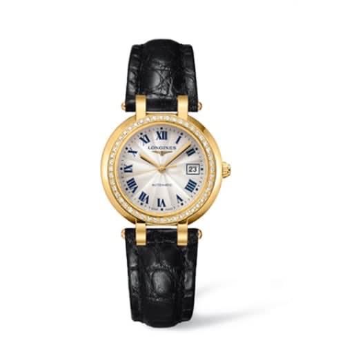 Longines PrimaLuna Automatic 30 Yellow Gold Diamond Leather
