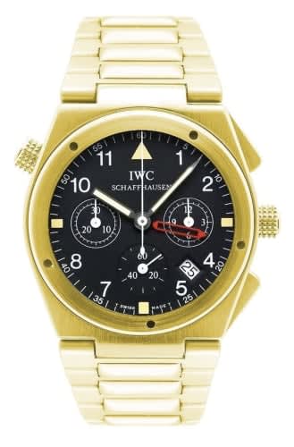 IWC Schaffhausen Ingenieur Mecaquartz Chronograph Alarm Yellow Gold / Black / Bracelet