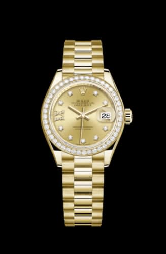 Rolex Lady-Datejust 28 Yellow Gold Diamond / President / Champagne Diamonds
