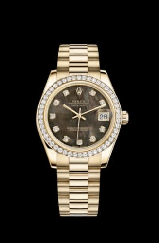 Rolex Datejust 31 Yellow Gold Diamond / President / Black MOP
