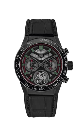 TAG Heuer Carrera Calibre Heuer 02T 45 Chronograph Tourbillon Titanium / Ceramic / Alligator / Mexico