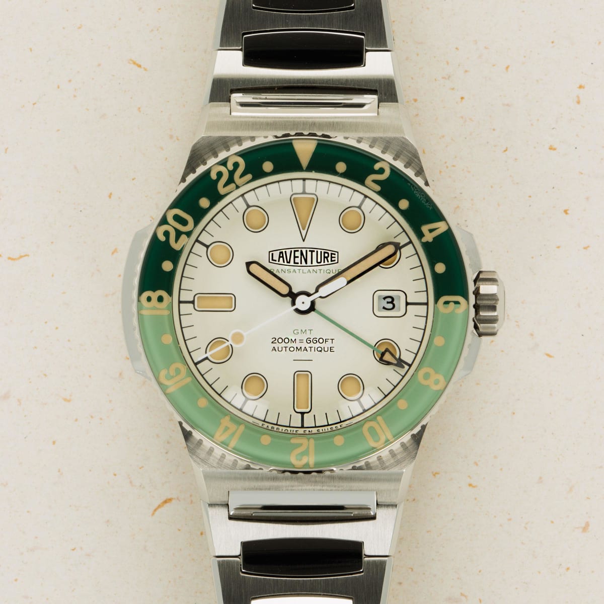 Laventure Transatlantique GMT Steel Cream