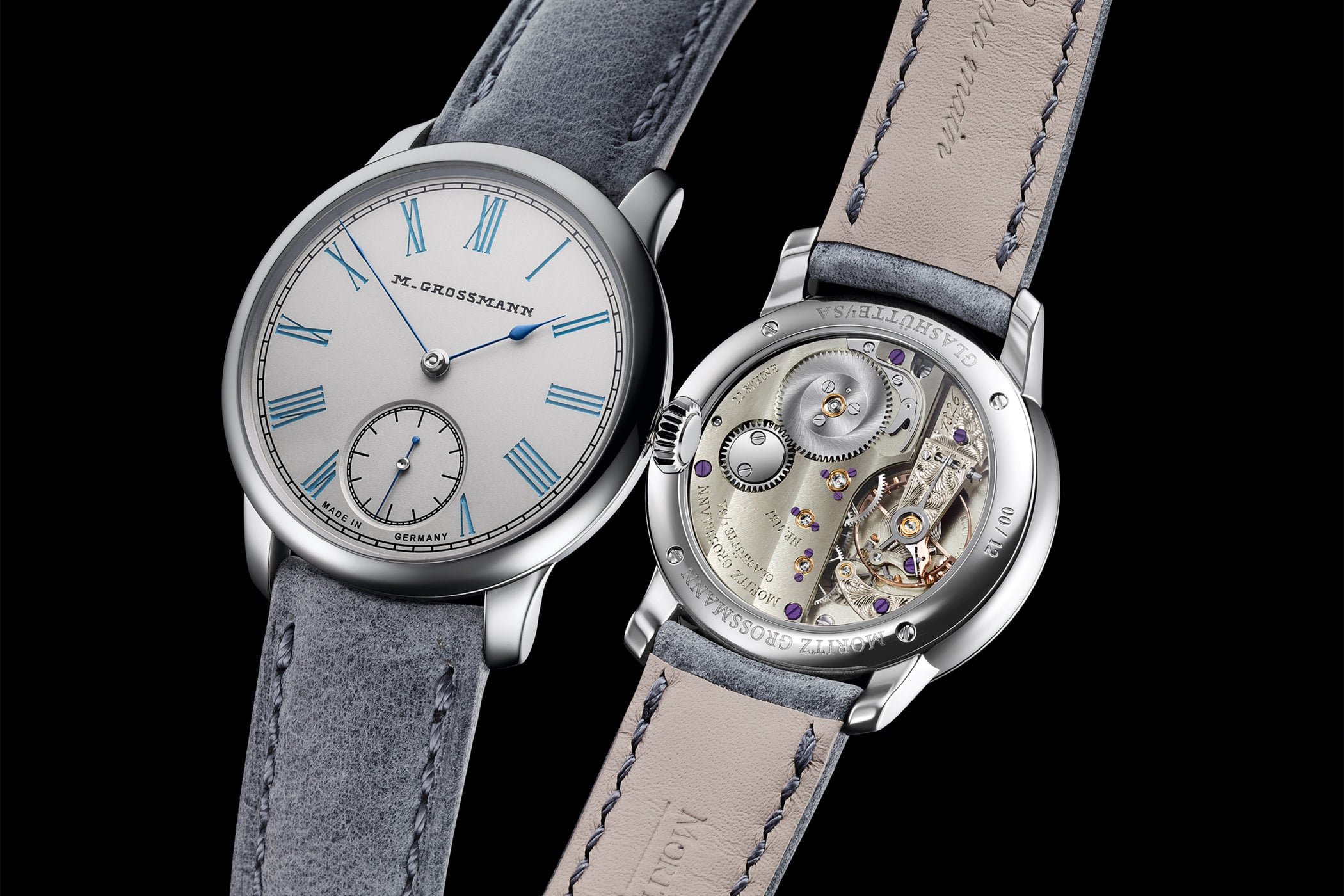 Moritz Grossmann Tefnut 36 Silver-Plated by Friction Turquoise Blue