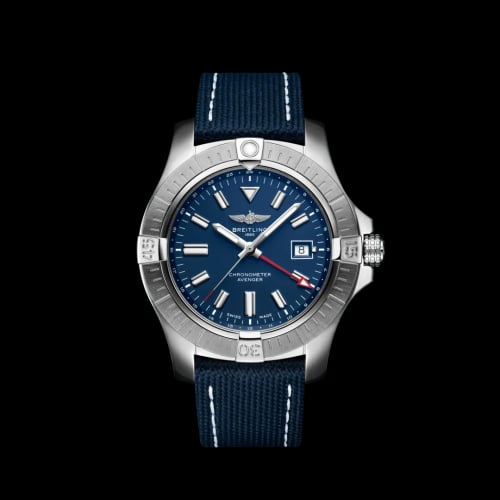 Breitling Avenger Automatic GMT 45 Stainless Steel / Blue / Military / Folding