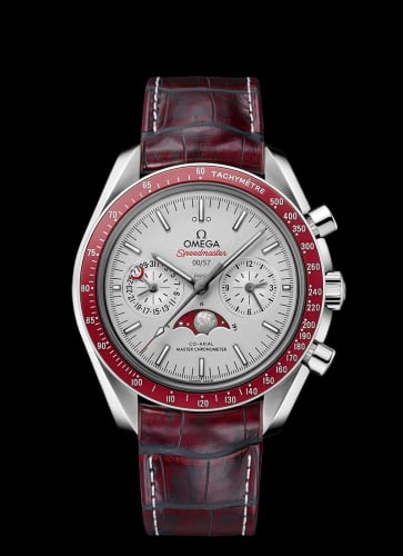 Omega Speedmaster Moonphase Chronograph Master Chronometer Platinum / Silver