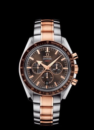 Omega Speedmaster Broad Arrow 1957 Stainless Steel / Red Gold / Brown / Bracelet