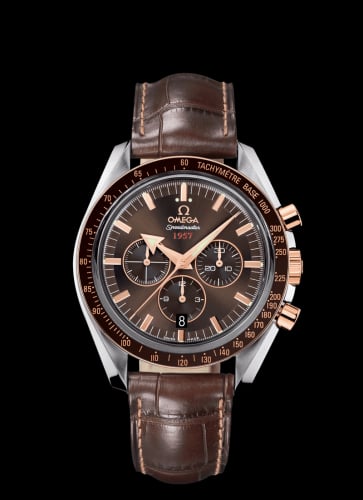 Omega Speedmaster Broad Arrow 1957 Stainless Steel / Red Gold / Brown
