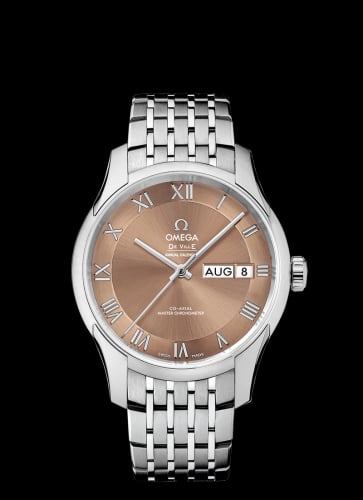 Omega De Ville Hour Vision Master Chronometer Annual Calendar Stainless Steel / Brown / Bracelet