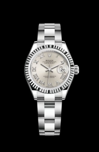 Rolex Lady-Datejust 28 Stainless Steel Fluted / Silver - Roman / Oyster