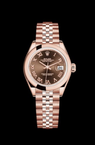 Rolex Lady-Datejust 28 Everose Domed / Jubilee / Chocolate Roman