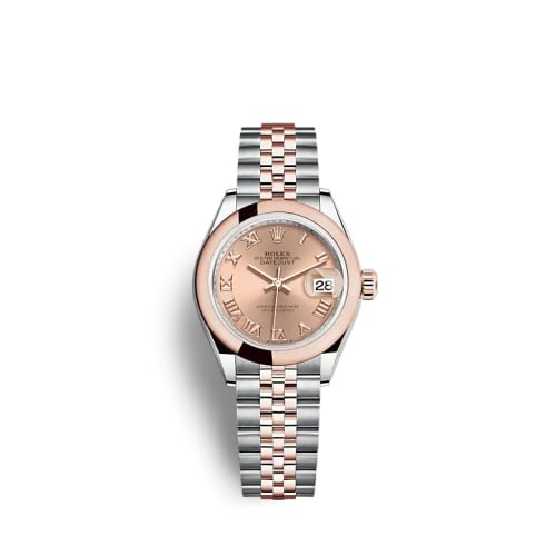 Rolex Lady-Datejust 28 Stainless Steel / Rose Gold / Domed / Rose - Roman / Jubilee