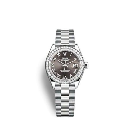 Rolex Lady-Datejust 28 White Gold - Diamond / President / Grey - Roman