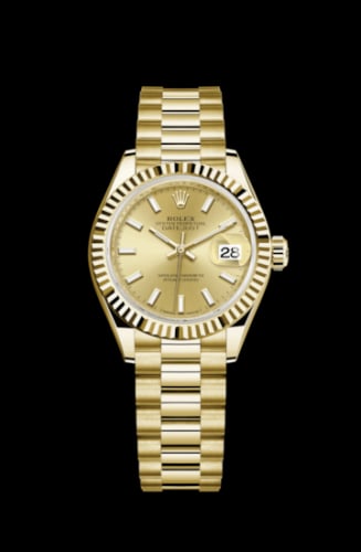 Rolex Lady-Datejust 28 Yellow Gold Fluted / President / Champagne