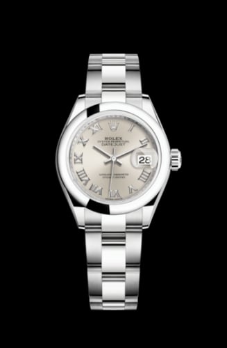 Rolex Lady-Datejust 28 Stainless Steel Domed / Oyster / Silver Roman