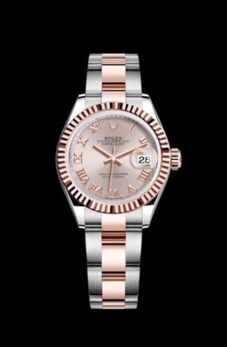 Rolex Lady-Datejust 28 Rolesor Rose Fluted / Oyster / Sundust Roman