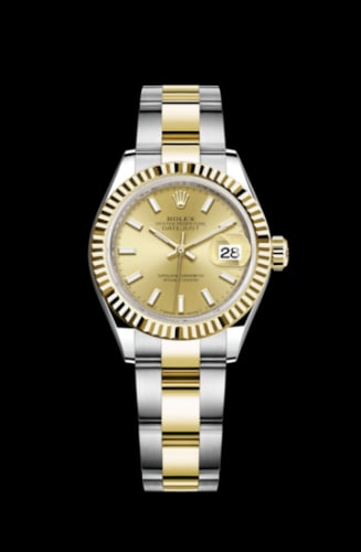 Rolex Lady-Datejust 28 Rolesor Yellow Fluted / Oyster / Champagne