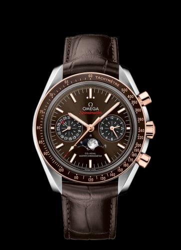 Omega Speedmaster Moonphase Chronograph Master Chronometer Stainless Steel / Sedna Gold / Brown