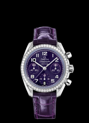 Omega Speedmaster Date 38 Stainless Steel / Diamond / Purple
