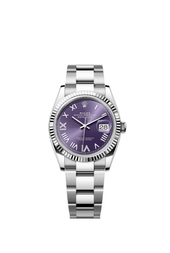 Rolex Datejust 36 Stainless Steel - Fluted / Aubergine Roman Diamond / Oyster