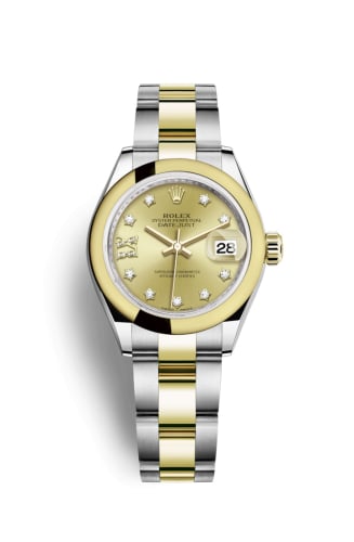 Rolex Lady-Datejust 28 Rolesor Yellow Domed / Oyster / Champagne Diamond
