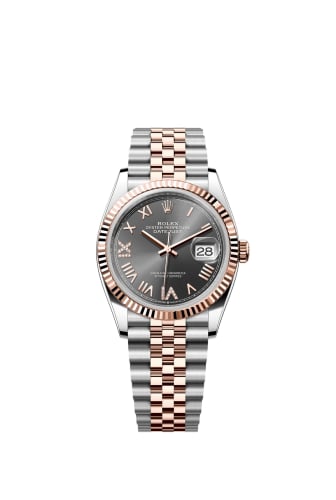 Rolex Datejust 36 Stainless Steel - Everose - Fluted / Slate Roman Diamond / Jubilee