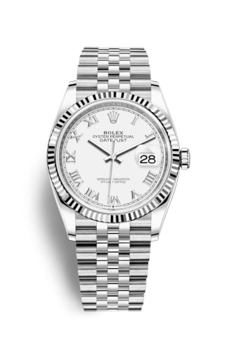 Rolex Datejust 36 Stainless Steel / Fluted / White Roman / Jubilee