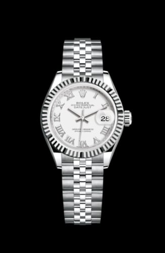 Rolex Lady-Datejust 28 Stainless Steel Fluted / White - Roman / Jubilee