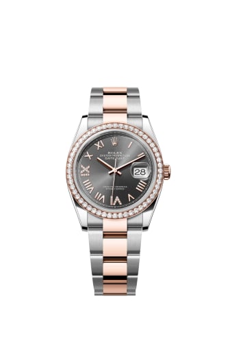 Rolex Datejust 36 Stainless Steel - Everose - Diamond / Slate Roman Diamond / Oyster