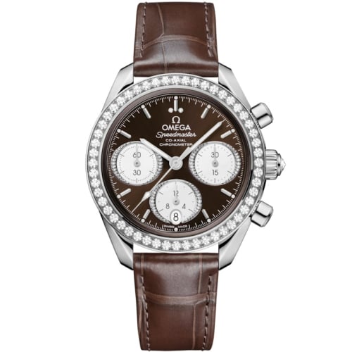 Omega Speedmaster Date 38 Stainless Steel - Diamond / Brown