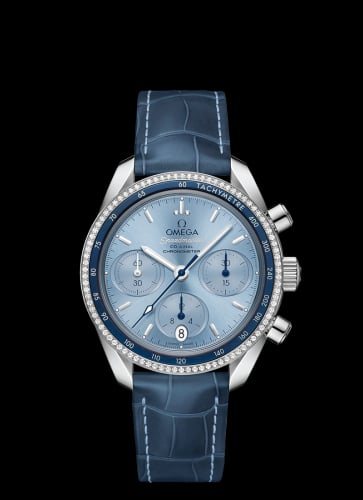 Omega Speedmaster Co-Axial 38 Stainless Steel / Diamond / Blue / Strap