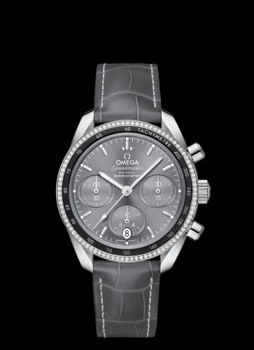 Omega Speedmaster Co-Axial 38 Stainless Steel / Diamond / Grey / Strap