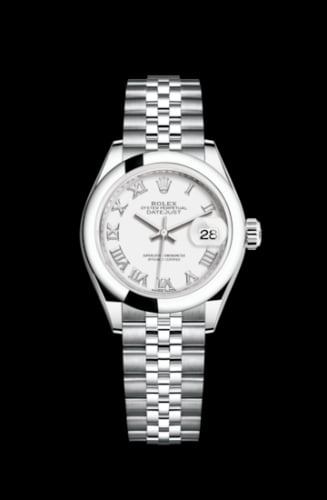 Rolex Lady-Datejust 28 Stainless Steel Domed / Jubilee / White Roman