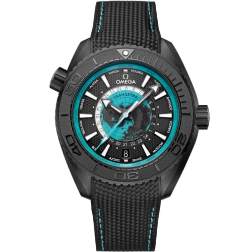 Omega Seamaster Planet Ocean 600M Co-Axial Worldtimer 45.5 Master Chronometer GMT Ceramic / Black - Turquoise / Rubber