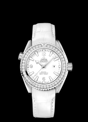 Omega Seamaster Planet Ocean 600M Co-Axial 37.5 Stainless Steel / Diamond / White / Alligator