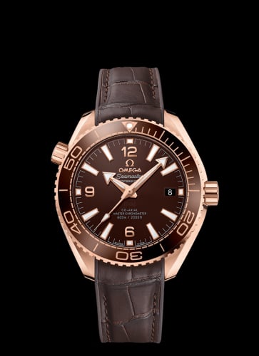 Omega Seamaster Planet Ocean 600M Co-Axial 39.5 Master Chronometer Sedna Gold / Chocolate / Alligator