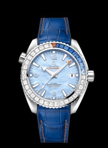 Omega Seamaster Planet Ocean 600M Co-Axial 43.5 Master Chronometer White Gold / Diamond / Blue MOP