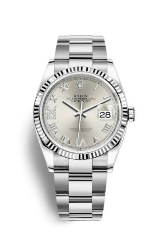 Rolex Datejust 36 Stainless Steel / Fluted / Silver Roman-Diamonds / Oyster