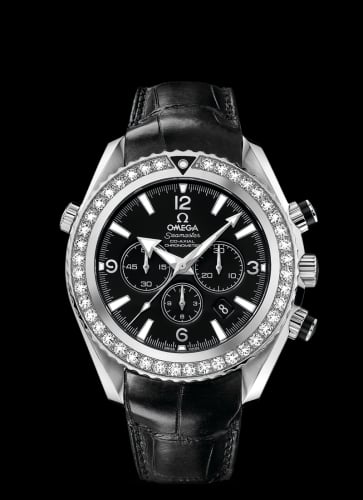 Omega Seamaster Planet Ocean 600M Co-Axial 45.5 Chronograph Stainless Steel / Diamond / Black / Alligator