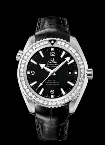 Omega Seamaster Planet Ocean 600M Co-Axial 45.5 Stainless Steel / Diamond / Black / Alligator