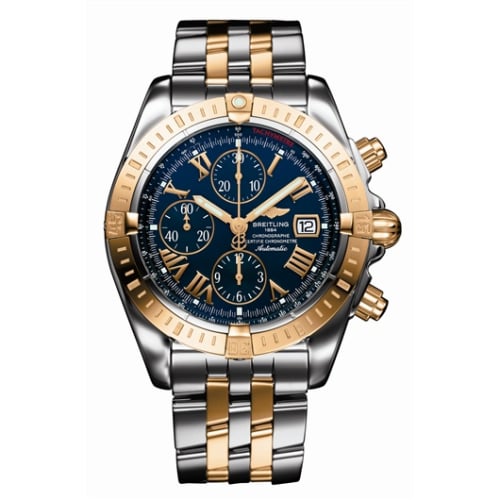Breitling Chronomat Evolution Stainless Steel / Yellow Gold / Blue - Roman