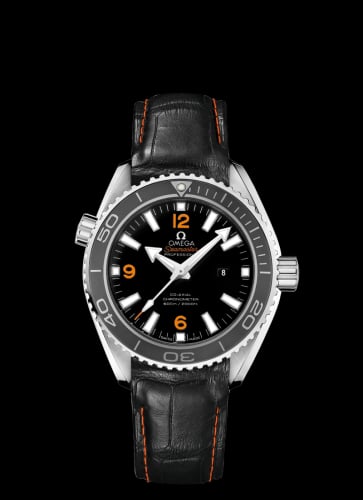 Omega Seamaster Planet Ocean 600M Co-Axial 37.5 Stainless Steel / Orange Numerals / Alligator