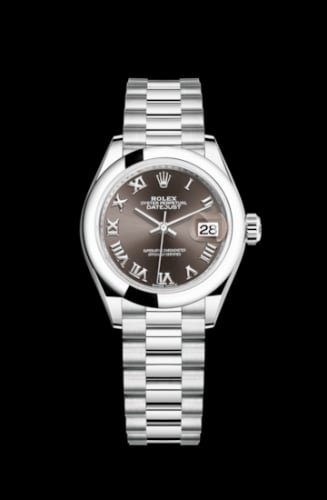 Rolex Lady-Datejust 28 Platinum Domed / President / Dark Grey Roman