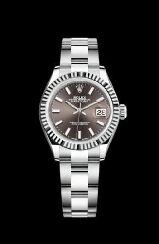 Rolex Lady-Datejust 28 Stainless Steel Fluted / Grey / Oyster