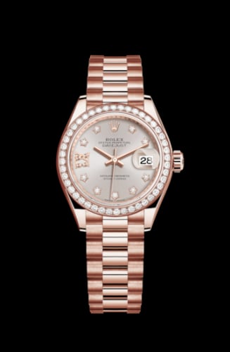 Rolex Lady-Datejust 28 Everose Diamond / President / Sundust Diamond