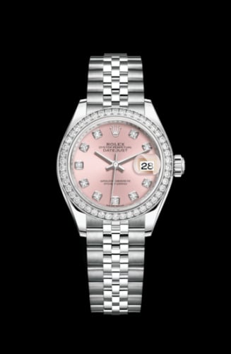 Rolex Lady-Datejust 28 Stainless Steel / Diamond / Pink - Diamond / Jubilee