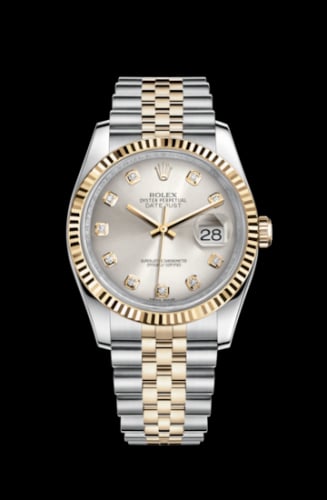 Rolex Datejust 36 Rolesor Yellow Fluted / Jubilee / Silver Diamonds