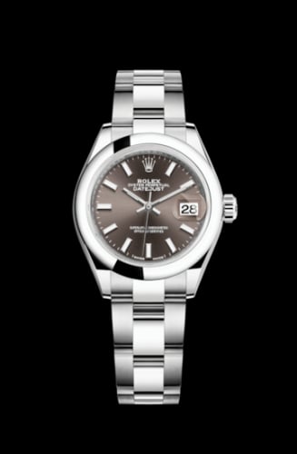 Rolex Lady-Datejust 28 Stainless Steel Domed / Oyster / Dark Grey