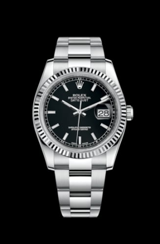 Rolex Datejust 36 Stainless Steel Fluted / Oyster / Black