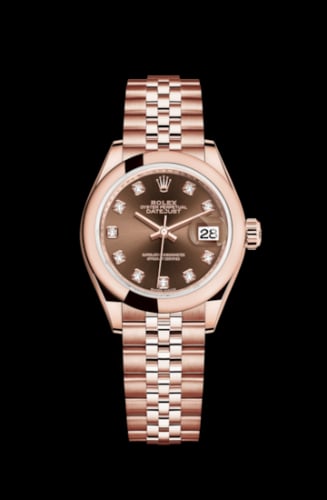 Rolex Lady-Datejust 28 Everose Domed / Jubilee / Chocolate Diamond